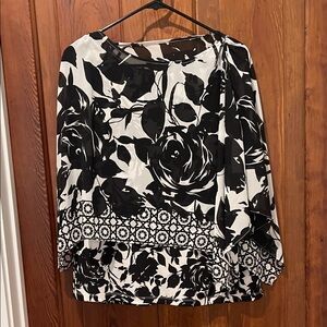 Chico's Black and White Floral Blouse
